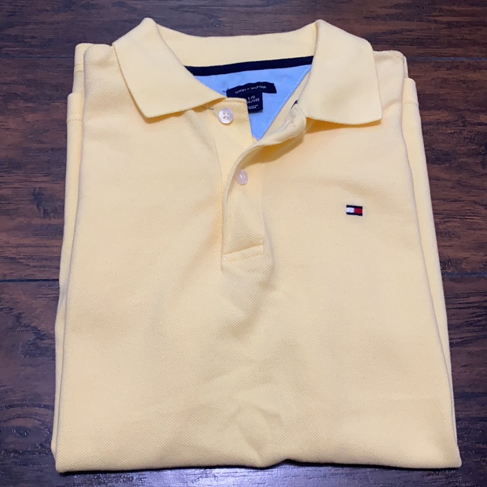 Tommy Hilfiger yellow short sleeve polo shirt L 16/18